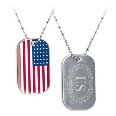 comprar Tags de identificação de animais de estimação em branco e livre de molde gravado bandeira americana personalizada tag de cão com logotipo de material de alumínio de cadeia Fabricação em linha