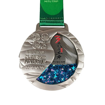 comprar Medalhas de Glitter de Fluxo Medalha do Globo Design Forma redonda com caixa Arcylic Fabricação em linha
