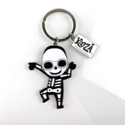 comprar Chave de chave de liga de zinco de esmalte macio com design de caveira móvel para promoção inspirada no circo e óculos redondos de grande porte Fabricação em linha