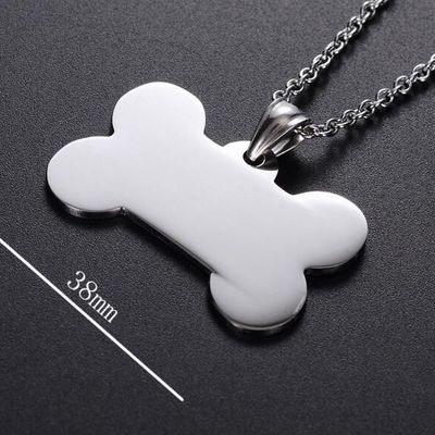 Etiqueta de identificação de animal de estimação em forma de osso Logotipo personalizado Etiquetas de identificação de cão em branco de aço inoxidável