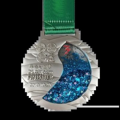 Medalhas de Glitter de Fluxo Medalha do Globo Design Forma redonda com caixa Arcylic