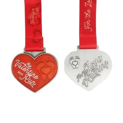 Reciclar Valentines personalizados  Day Fun Run Medalhas de coração podem ser personalizadas com nomes