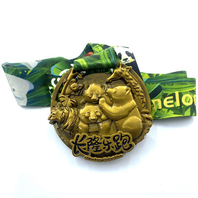 Medalhas de evento de corrida com tema animal Joyrun de ouro antigo Textura sólida