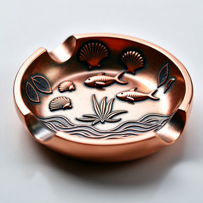 Ceniçaria metálica de cobre antiga personalizada com design oceânico Estilo durável